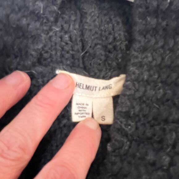 Helmut Lang silk wool alpaca blend turtleneck sweater black ivory small - Picture 5 of 9